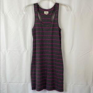 Levi's Gray and Fuchsia Striped Sleeveless Scoop Neck Racerback Tank Dress - XS